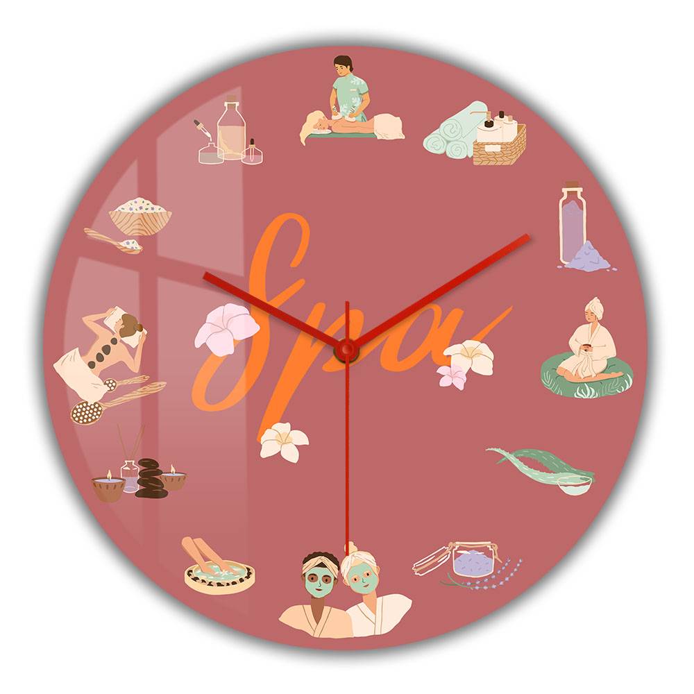 Spa Wellness And Beauty - ساعة حائط صامتة من الكوارتز لصالونات