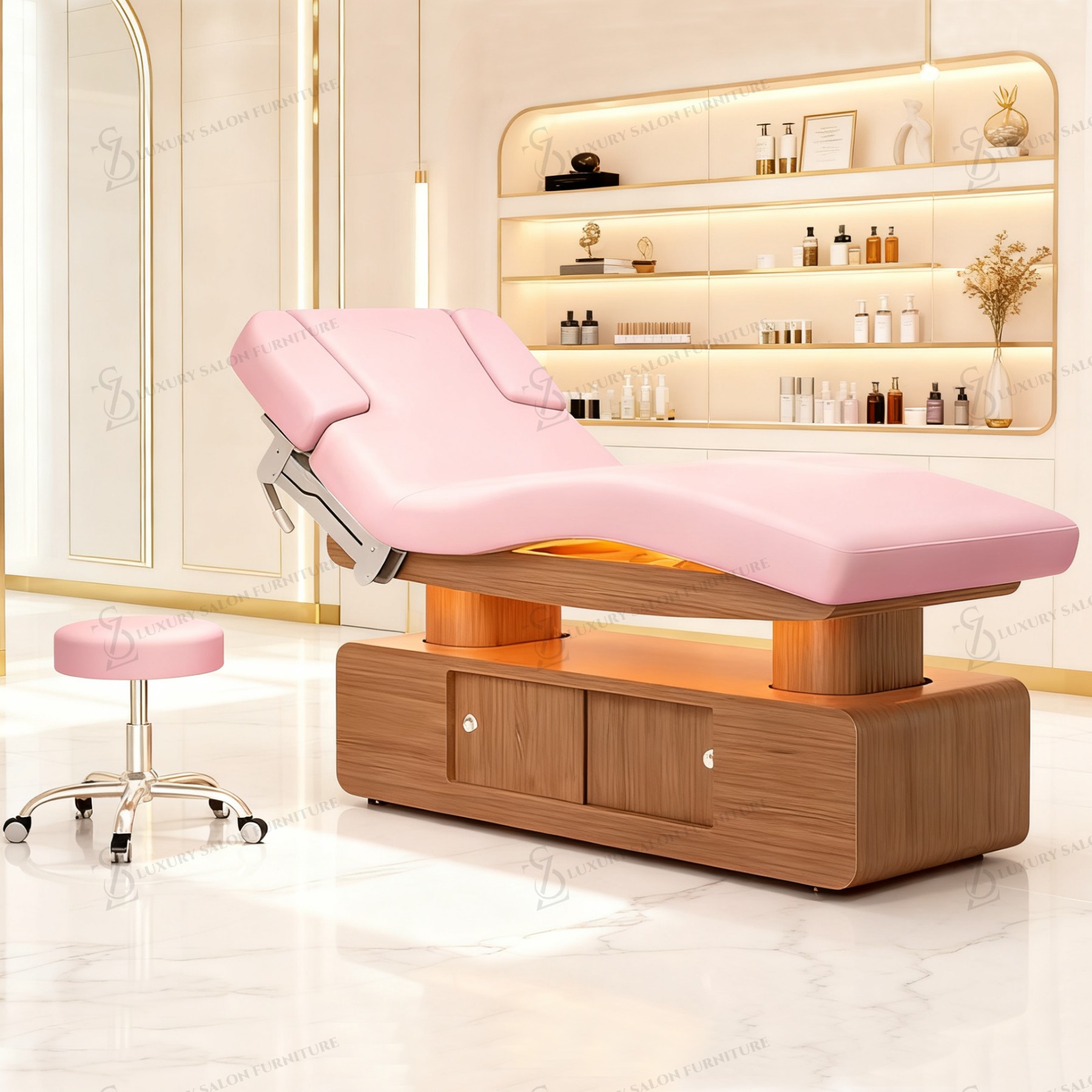 Spa Wellness And Beauty - الفاخرة 3/4 محركات الوردي سرير التجميل
