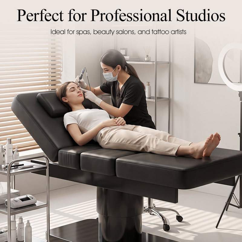 سرير تدليك أسود بسيط بثلاثة مح - مراجعة Spa Wellness And Beauty وسعره